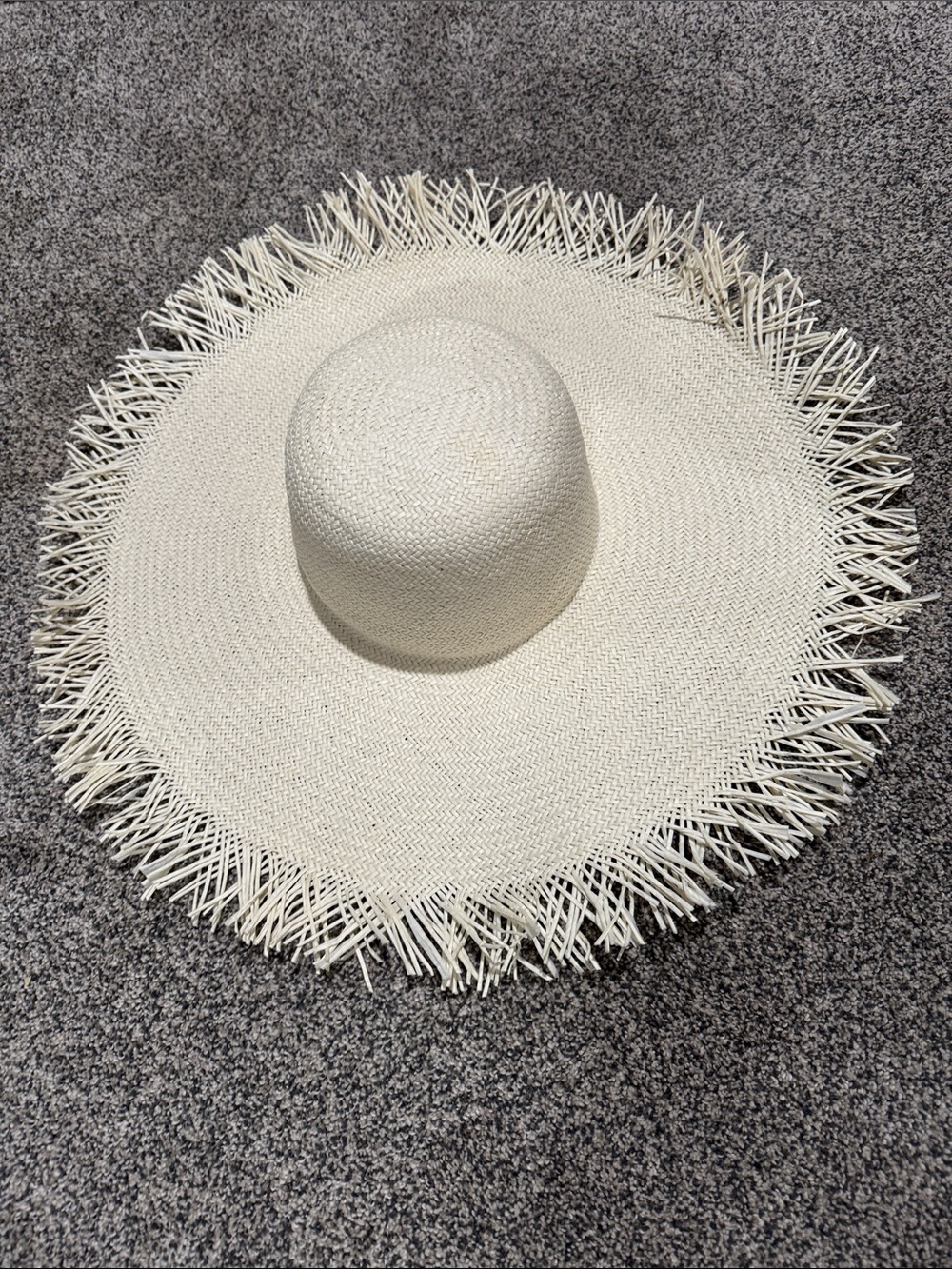 Wide Brim Fringe Sun Hat - Cream